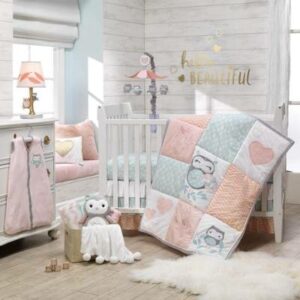 weet Owl Dreams Pink Heart Nursery 6-Piece Baby Crib Bedding Set by: Lambs & Ivy