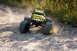 Radio-controlled car movement.